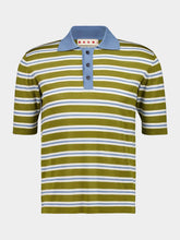 Marni Grass Green Striped Wool Polo Shirt