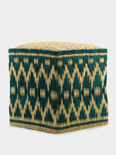 Fantasia Arte Wicker Green Pouffe