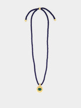 Paola Sighinolfi Sasa Blue Cord Necklace with Green Pendant