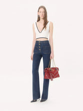 Valentino Garavani Dark Blue Denim Trousers with Logo Buttons