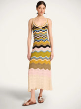 La DoubleJ Green and Pink Cotton Knit Chevron Sundress