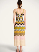 La DoubleJ Green and Pink Cotton Knit Chevron Sundress