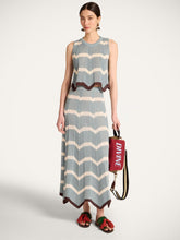 La DoubleJ Blue and Ivory Chevron Knit Skirt Boho