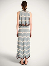 La DoubleJ Blue and Ivory Chevron Knit Skirt Boho