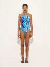 Pucci Turquoise and Blue Vivara Print Cross-Strap Swimsuit