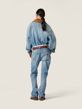 Miu Miu Sapphire Blue Denim Suede Blouson Jacket