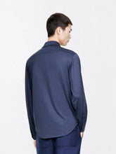 Tom Ford Navy Blue Silk Cotton Blend Military Shirt