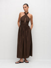 Matteau Chocolate Keyhole Halter Midi Dress