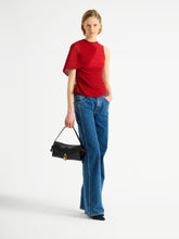Balmain Red Asymmetrical Draped Viscose Top