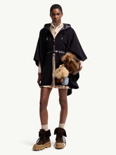 Moncler Dark Blue Padded Wool Blend Cape