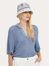 Ferragamo Sky Blue Arabesque Print Cloche Hat
