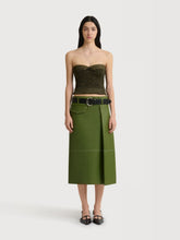 Marni North Sea Green Bonded Nappa Leather Midi Skirt