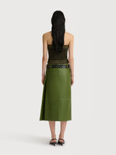 Marni North Sea Green Bonded Nappa Leather Midi Skirt