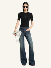 Courrèges Black Rib Knit Polo Top