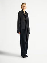 Balmain Black Silk Tie-Neck Blouse