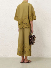 Zimmermann Moss Green Mahon Embroidered Pants