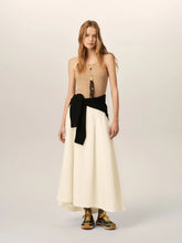 Ami Paris Ivory A-Line Cotton Linen Maxi Skirt
