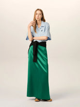 Ami Paris Bottle Green Straight Wool Blend Maxi Skirt
