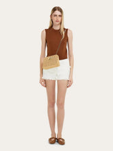 Ferragamo Natural Diana Wicker Clutch Bag