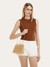 Ferragamo Natural Diana Wicker Clutch Bag