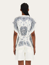 Ferragamo Sky Blue Arabesque Silk Poncho