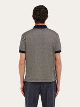 Ferragamo Navy Micro Check Silk Polo