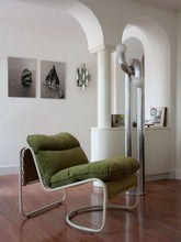 Honoré Khaki Campo Corduroy Armchair with Glazed Beige Frame