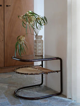 Honoré Camel Campo Corduroy Side Table with Glazed Brown Frame