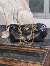 Valentino Garavani Black Panthea Chevron Nappa Leather Shoulder Bag
