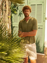 120% Lino Military Green Linen Polo Shirt
