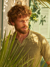 120% Lino Military Green Linen Polo Shirt