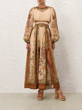 Zimmermann Cream Khaki Indra Cotton Silk Maxi Dress