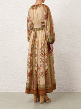 Zimmermann Cream Khaki Indra Cotton Silk Maxi Dress