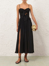 Zimmermann Black Aster Silk Midi Dress