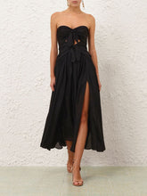 Zimmermann Black Aster Silk Midi Dress