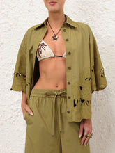 Zimmermann Moss Embroidered Cotton Cut-Out Shirt
