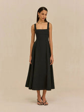 Cult Gaia Black Carla Linen Midi Dress