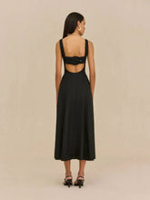 Cult Gaia Black Carla Linen Midi Dress