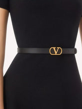 Valentino Garavani Black VLogo Signature Shiny Calfskin Belt