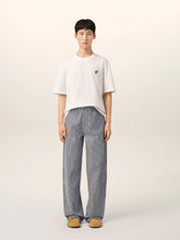 Ami Paris Indigo and Ecru Striped Baggy-Fit Cotton Jeans