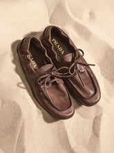 Prada Dark Brown Antiqued Leather Lace-Up Shoes
