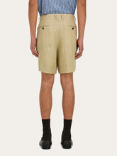 Ferragamo Stone Linen Tailored Bermuda Shorts
