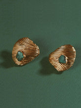 FENOMENA Gold Maxi Emerald Shell Stud Earrings