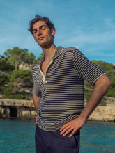 Orlebar Brown Night Iris Lowry Stripe Crochet Polo