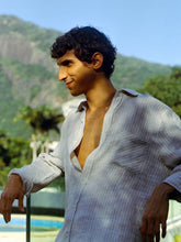 Frescobol Carioca Khaki Striped Linen Button-Up Shirt