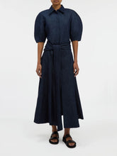 Gabriela Hearst Blue Denim Sansi Short Sleeve Collar Top