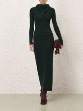 Zimmermann Bottle Green Valiant Merino Straight Skirt