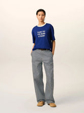 Ami Paris Indigo and Ecru Striped Balloon Jeans