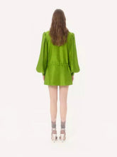 Valentino Garavani Avocado Silk-Linen Jacquard Mini Dress