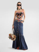 Dolce & Gabbana Blue Long Denim Maxi Skirt